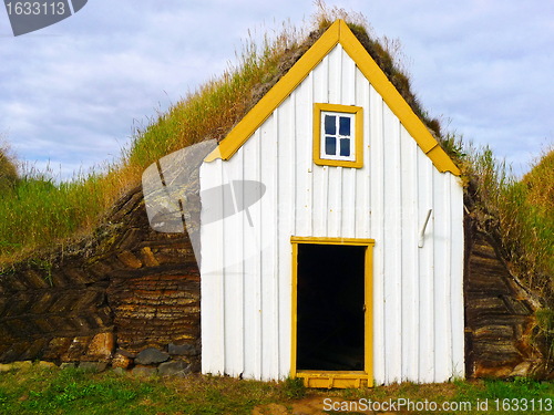 Image of Traditional Iceland turf roof house