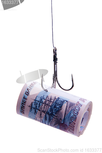 Image of twisting banknotes hanging on a hook