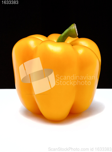 Image of yellow paprika on black and white background
