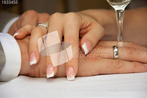 Image of bride groom holding hands