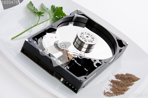 Image of hard disk on a dish