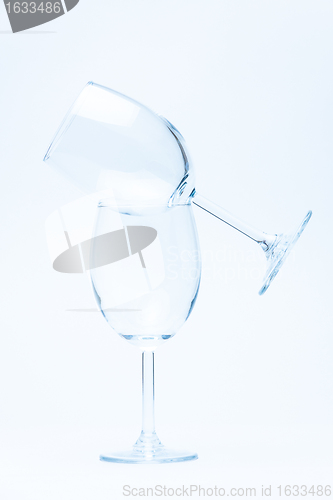 Image of empty wine glass standing on a wineglass