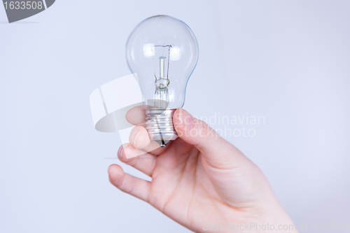 Image of hand holds the electrical lamp