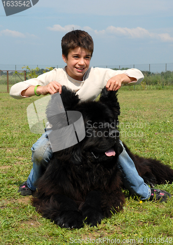 Image of little girl and big dog