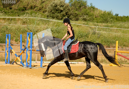 Image of horse and woman in dressage