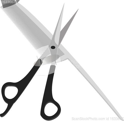 Image of Hairdressing scissors and comb