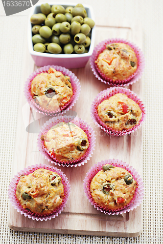 Image of muffins with green olives