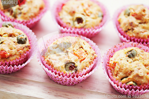 Image of muffins with green olives