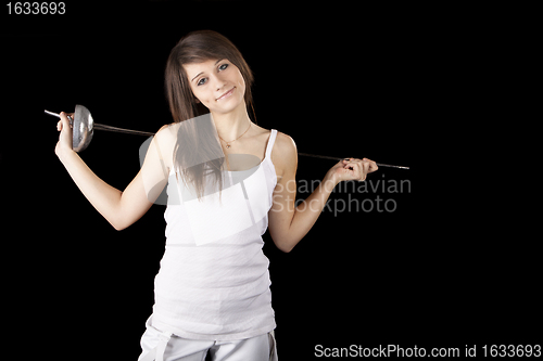 Image of Image beautiful girl with a rapier