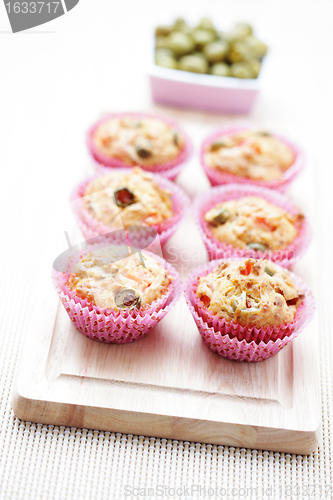 Image of muffins with green olives
