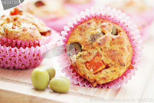 Image of muffins with green olives