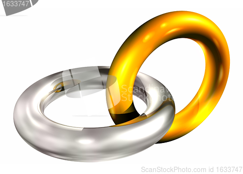 Image of gold and silver rings in chain