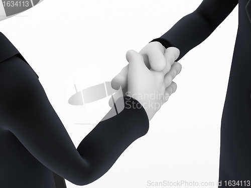 Image of 3d Close-up two businessmen shaking hands 