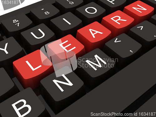 Image of Computer keyboard with key Learn, internet education concept 