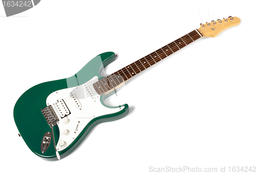 Image of green electric guitar