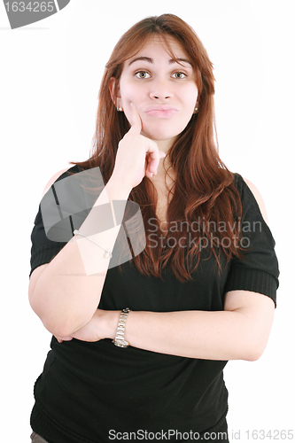 Image of Woman thinking about a problem