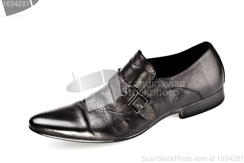 Image of black male shoe with buckle