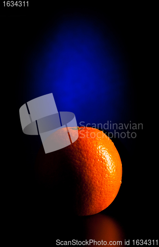 Image of crescent orange in blue light