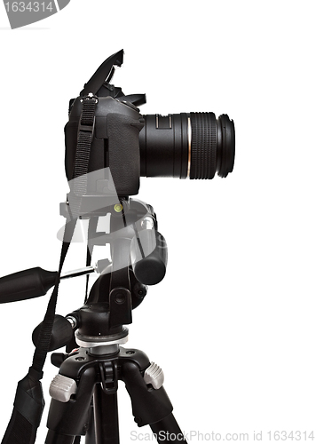 Image of dslr camera on tripod