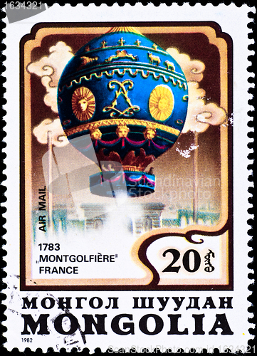 Image of postage stamp shows french Mongolfier