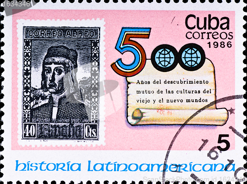 Image of postage stamps celebrate 500 years Latin America history