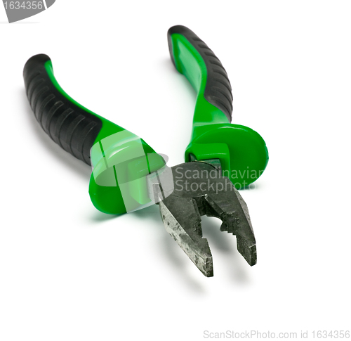 Image of combination pliers with green handle