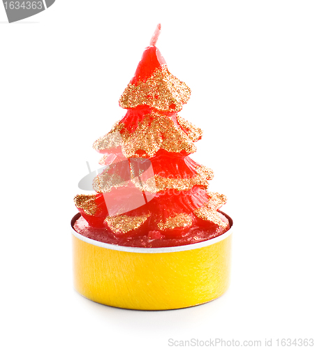 Image of small candle in shape of christmas tree