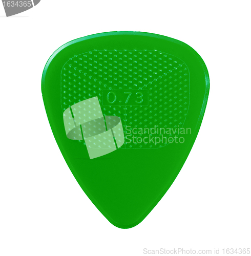 Image of green guitar plectrum