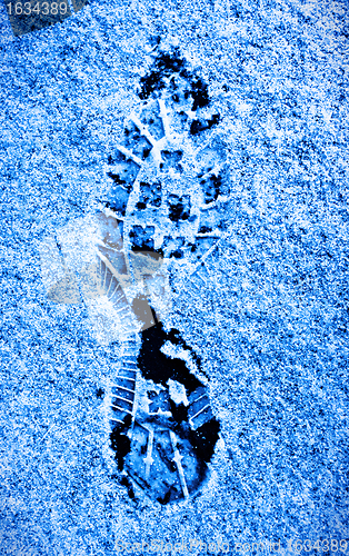 Image of human footprint on a snow