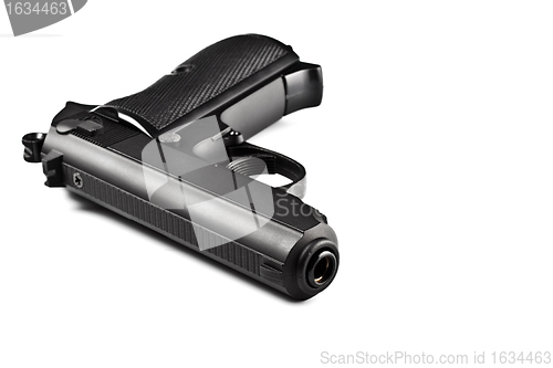 Image of black laying police pistol