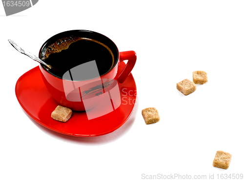 Image of red cup of coffee and brown sugar