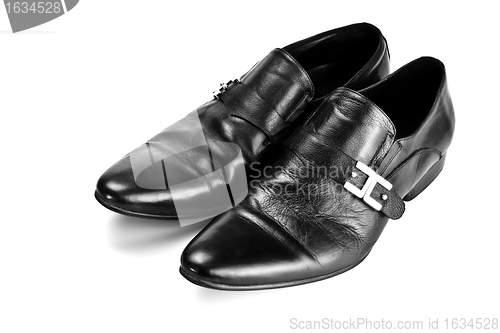 Image of black male shoes with buckles