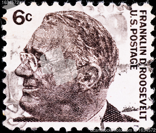 Image of postage stamp with USA president Franklin Roosevelt