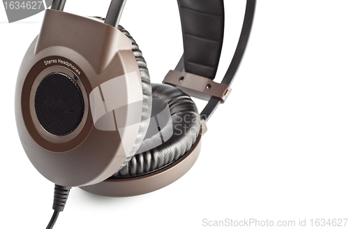 Image of brown stereo headphones closeup