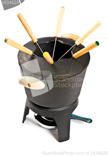 Image of cast iron fondue set