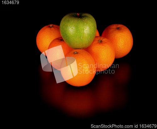 Image of fruits like billiard balls