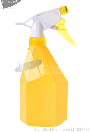 Image of yellow spray bottle isolated on white