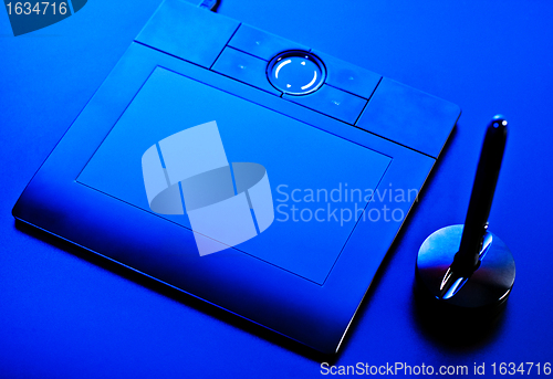 Image of drawing tablet in blue light