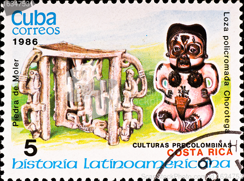 Image of postage stamp shows example Costa Rica culture