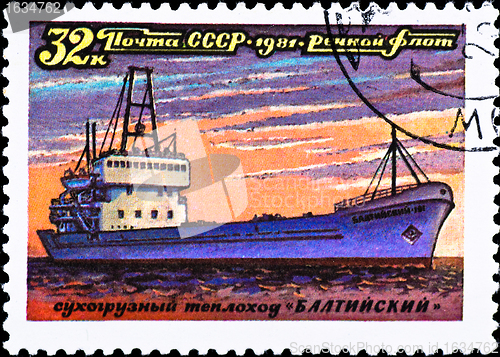 Image of postage stamp show ship "Baltiysky"