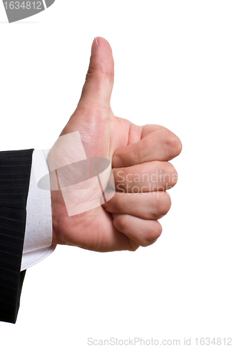 Image of businessman's hand with thumbs up