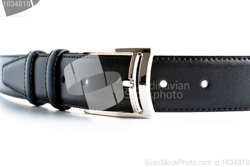 Image of black leather belt with buckle