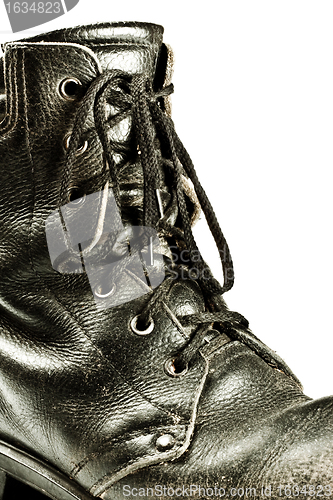 Image of old army style boot closeup