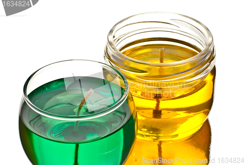 Image of green and yellow gel candles