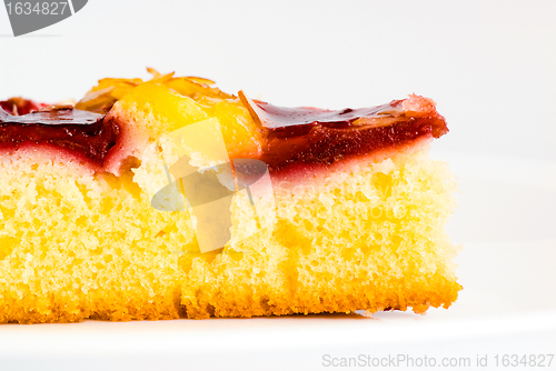 Image of cherry cake on white dish