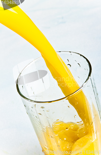 Image of juice is poured into a glass