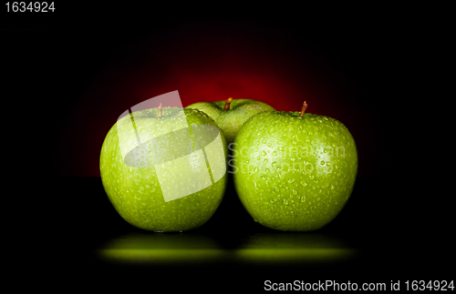 Image of apples in red light