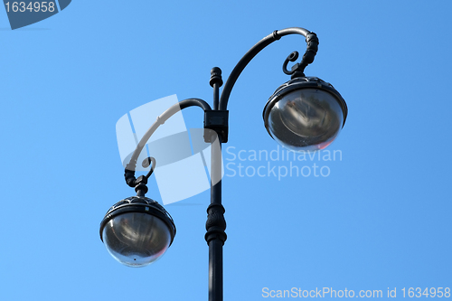Image of Vintage Street Lamp on Blue Background