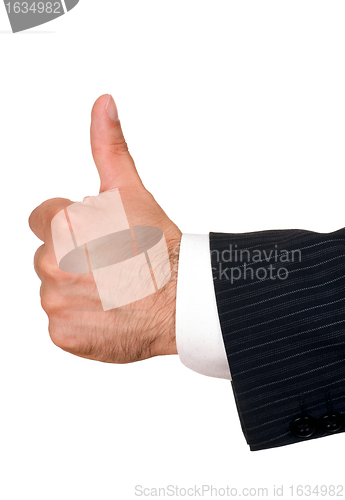 Image of businessman's hand with thumbs up