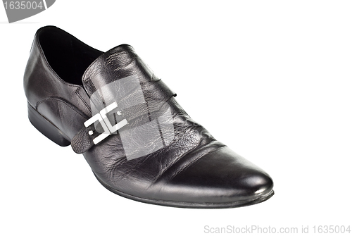 Image of black male shoe with buckle
